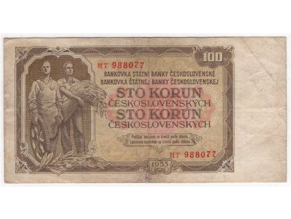 ČESKOSLOVENSKO. 100 korun 1953. Série HT. Nov. 96b.