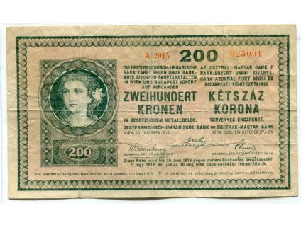 Karel I. 200 Kronen 1918. Série A 2015. Nov. A 11.