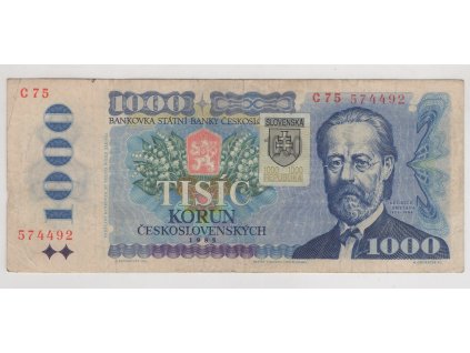 SLOVENSKO. 1000 korun 1993/1985. Kolek nalepený. Série C 75. Nov. SK 5.
