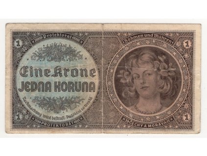 Protektorát Čechy a Morava. 1 koruna 1940. Série D 049. Hej. 30.