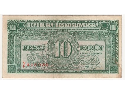 ČESKOSLOVENSKO. 10 korun (1945). Série VF. Nov. 70.