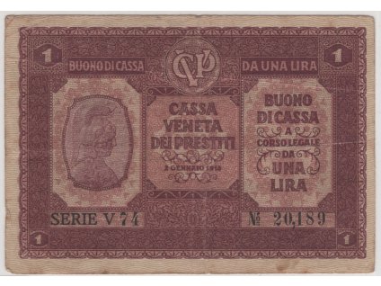 ITÁLIE - Benátky. 1 lira 1918. Série V 74