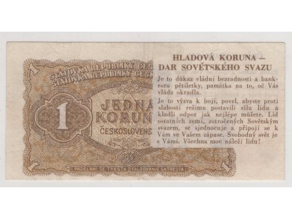 Československo. 1 koruna 1953 - hladová koruna.