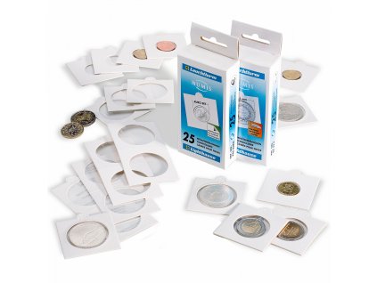 Papírové rámečky MATRIX, samolepicí, na mince do Ø 22,5 mm, bílá 1000 kusů v balení