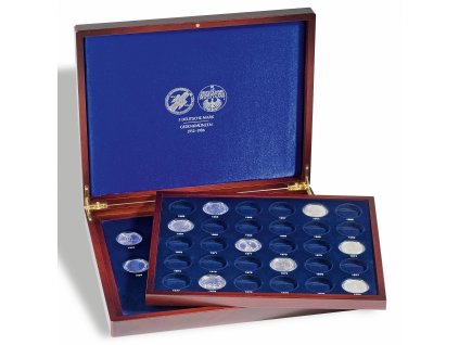 Kazeta VOLTERRA DUO DE LUXE, na 43 5-DM mincí v kapslích, mahagonové dřevo
