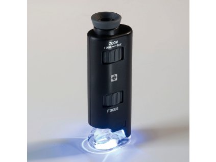 Zoom mikroskop s LED osvětlením, zvětšení 60 - 100×, černá