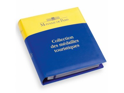 Album "Collection des médailles touristiques", v klasickém designu, s listy na 72 francouzských medailí, žlutá a modrá