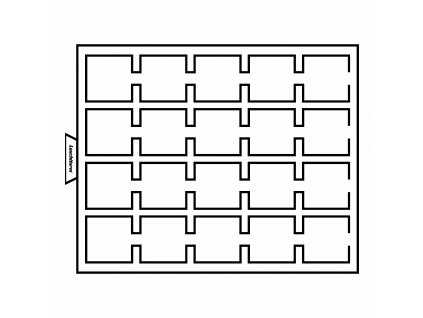 Box na 20 kapslí o rozměru 50×50 mm, šedá barva