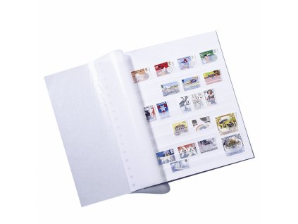 Volné listy ASTRA s univerzální penetrací, s 11 pergamenovými nedělenými řádky na známky, s ochrannou pergamenovovu fólií, bílá - 5 kusů v balení