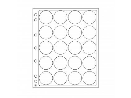 Plastové listy ENCAP, průhledné, s poli na 20 mincí v kapslích s vnitřním Ø 39 až 41 mm - 2 kusy v balení