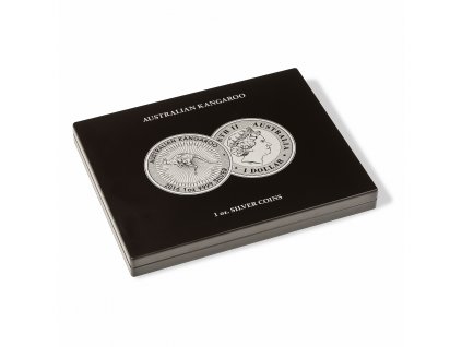 Kazeta, na 20 stříbrných mincí v kapslích - Australský klokan, černá
