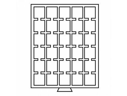 Box se 30 čtvercovými poli o rozměru 38×38 mm, kouřová barva - uvnitř červená