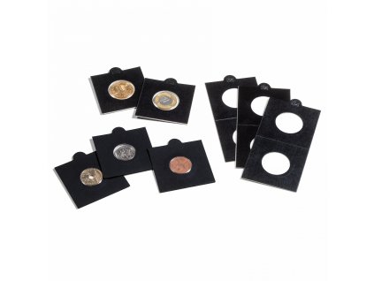 Papírové rámečky MATRIX, samolepicí, na mince do Ø 20 mm, černá - 100 kusů v balení
