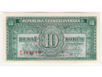 ČESKOSLOVENSKO. 10 korun (1945). Série RC. Nov. 70.