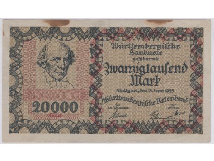 WÜRTTEMBERG. 20.000 Mark. 15. 6.1923.