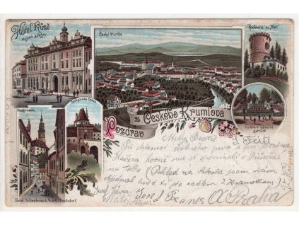 ČESKÝ KRUMLOV. 1898. Litografie.