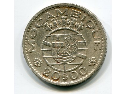 MOSAMBIK. 20 escudos 1960. Ag.