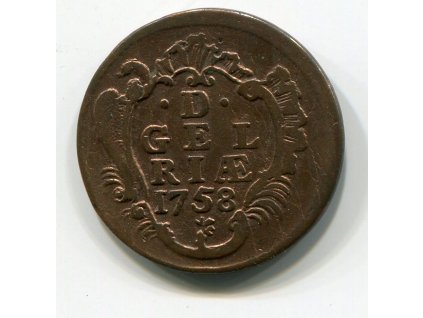 NIZOZEMÍ - Gelderland. 1 duit 1758.