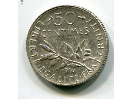 FRANCIE. 50 centimes 1916. Ag. KM-854