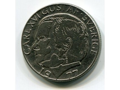ŠVÉDSKO. 1 krona 1977.