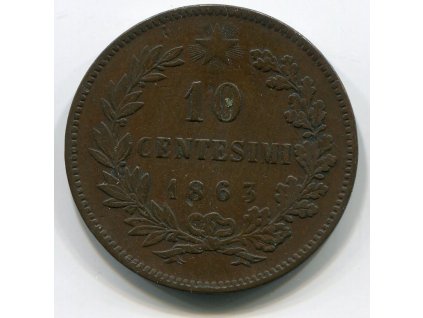 ITÁLIE. 10 centesimi 1863. b.zn.