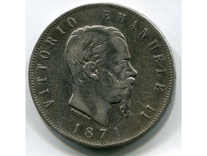 ITÁLIE. 5 lire 1871/M. Ag.