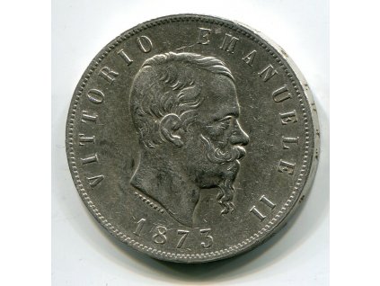 ITÁLIE. 5 lire 1873/M. Ag.