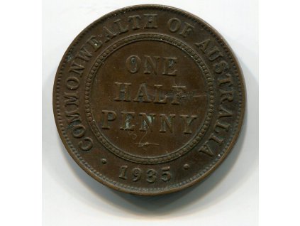 AUSTRÁLIE. 1/2 penny 1935.