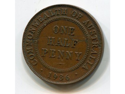 AUSTRÁLIE. 1/2 penny 1936.