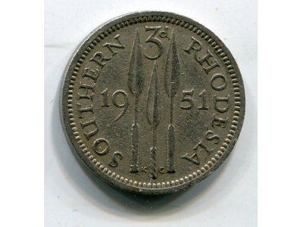Jižní Rhodésie. 3 pence 1951.