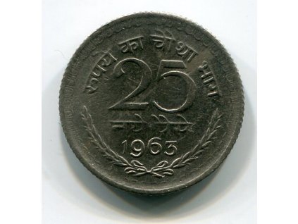 INDIE. 25 paise 1963, b.zn.