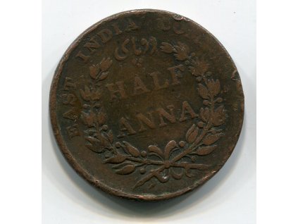 Východoindická společnost. 1/2 anna 1835, průměr 29,7 mm, minc. Bombay, KM-447.1