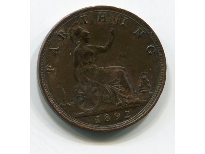 Velká Británie. 1 farthing 1892.