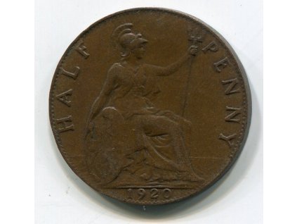 VELKÁ BRITÁNIE. 1/2 penny 1920.