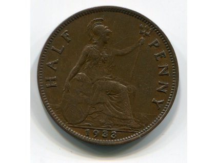 VELKÁ BRITÁNIE. 1/2 penny 1933.