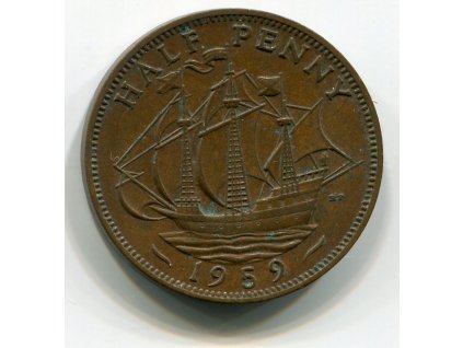 VELKÁ BRITÁNIE. 1/2 penny 1959.