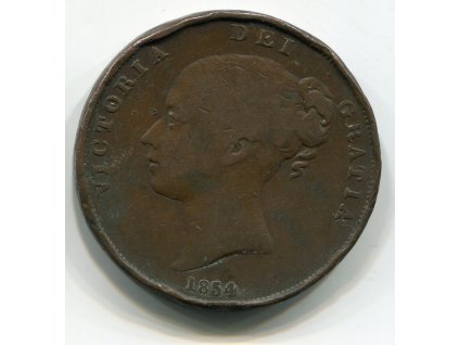 Velká Británie. 1 penny 1854.