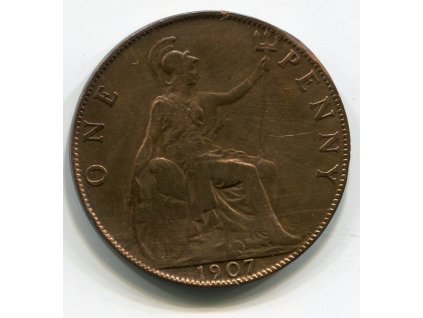 VELKÁ BRITÁNIE. 1 penny 1907. KM-794.2