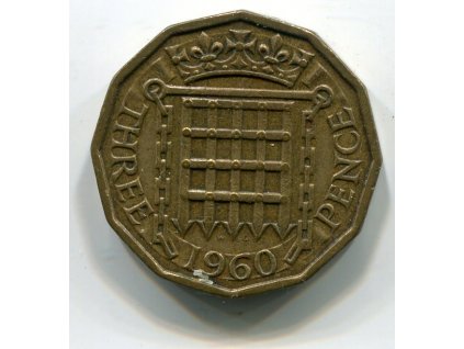 VELKÁ BRITÁNIE. 3 pence 1960. KM-900