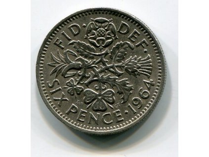 VELKÁ BRITÁNIE. 6 pence 1964.