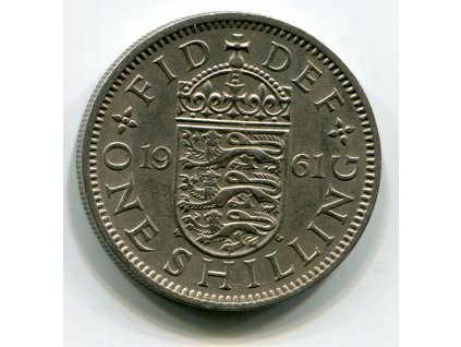 VELKÁ BRITÁNIE. 1 shilling 1961. Anglický znak.