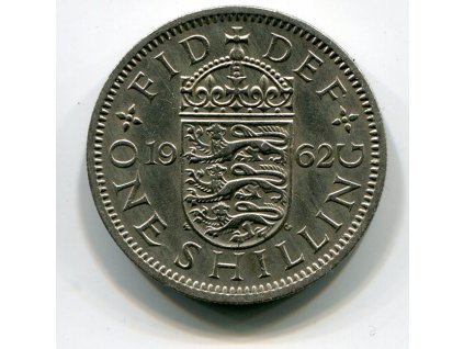 VELKÁ BRITÁNIE. 1 shilling 1962. Anglický znak.