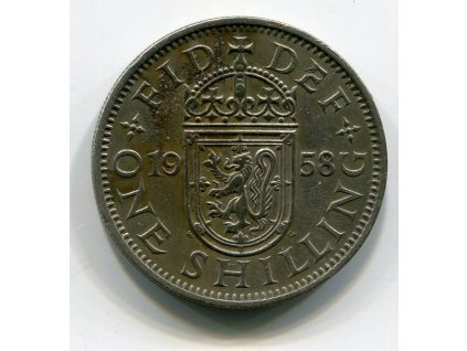 VELKÁ BRITÁNIE. 1 shilling 1958. Skotský znak.