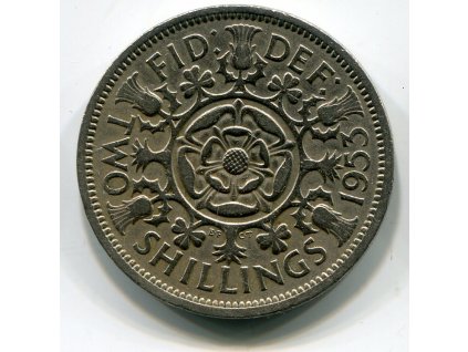 VELKÁ BRITÁNIE. 2 shillings 1953. KM-878.
