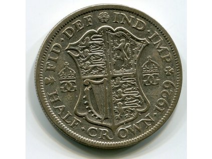 VELKÁ BRITÁNIE. 1/2 crown 1929. Ag.