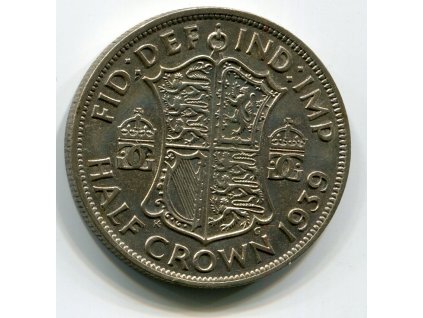 VELKÁ BRITÁNIE. 1/2 crown 1939. Ag.