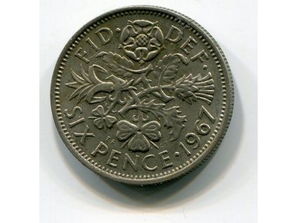 VELKÁ BRITÁNIE. 6 pence 1967.