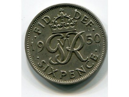 VELKÁ BRITÁNIE. 6 pence 1950.