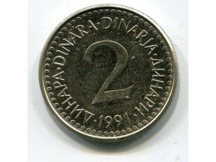 JUGOSLÁVIE. 2 dinara 1991.