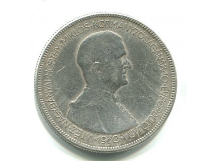 MAĎARSKO. 5 pengö 1930. Horthy. Ag.